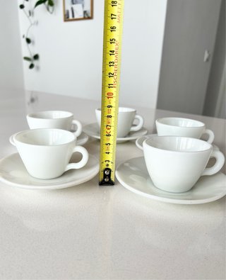 Juego 5 tazas café cristal opalino vintage