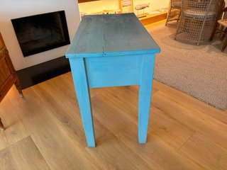 Mesa escritorio vintage madera azul