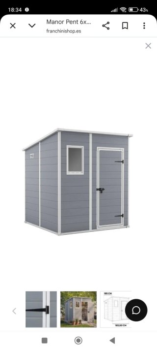 Caseta Jardín cobertizo casa Manor Pent 6x6 Gris