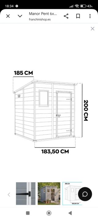 Caseta Jardín cobertizo casa Manor Pent 6x6 Gris