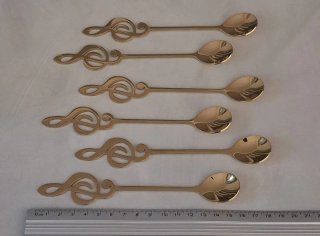 Set 6 cucchiaini chiave di violino acciaio dorato