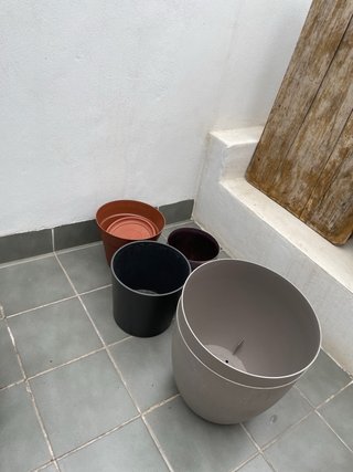 Maceta madera, plástico y terracota