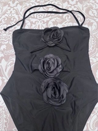 Bañador negro flores de tela talla S