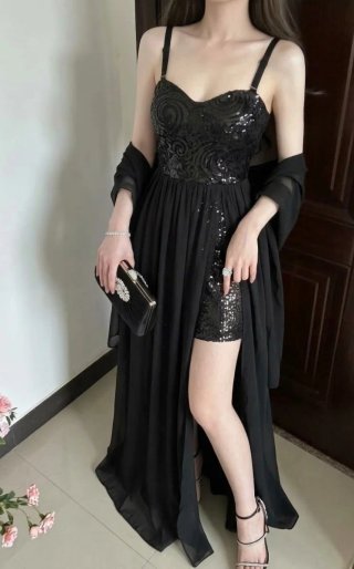 Vestido largo negro Oh Polly