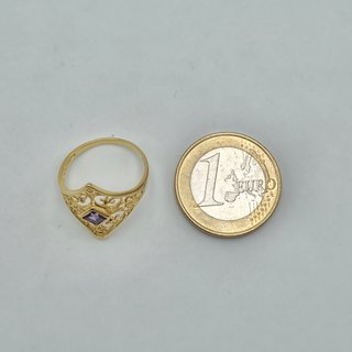 Anillo oro de 18k Rombo con Piedra. 2.34g T-14.