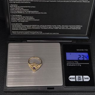 Anillo oro de 18k Rombo con Piedra. 2.34g T-14.