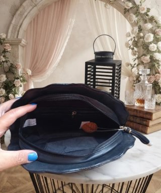 Bolso abanico encaje negro y rosa
