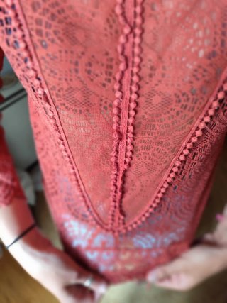 Blusa calada encaje color teja