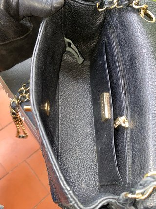 Bolso Chanel Piel Pitón Negro Dorado