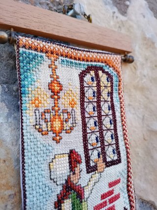Tirador Campana Vintage Punto Cruz Años 70