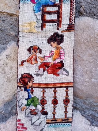Tirador Campana Vintage Punto Cruz Años 70