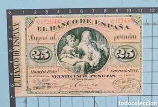 Facsímil 25 pesetas Madrid 1 enero 1884
