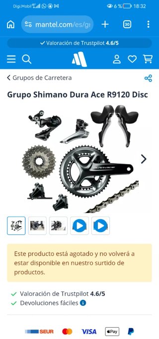 Grupo Shimano Dura-Ace R9120 Disco