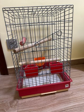 Jaula para pájaros/loros gris y roja