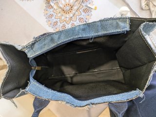 Bolso patchwork Nània denim y piel