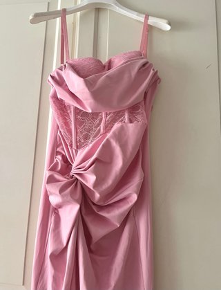 Abito lungo rosa con pizzo taglia M