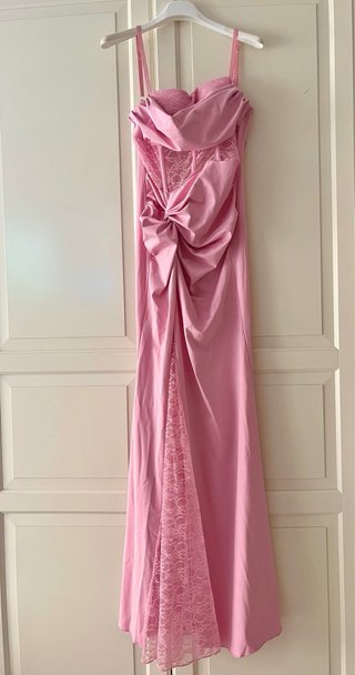 Abito lungo rosa con pizzo taglia M
