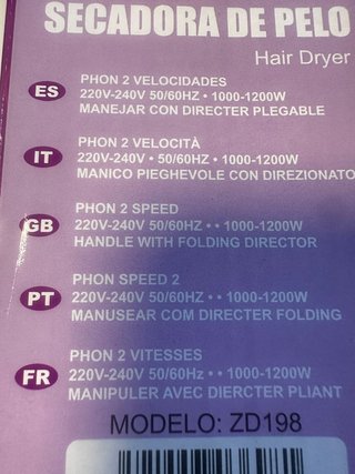 Secador de Pelo ML Thogar 1200W