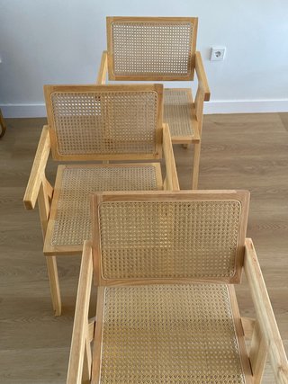 4 Sillas Madera Vintage Ratán Nuevas