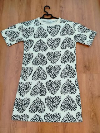 Vestido mujer crema corazones manga corta