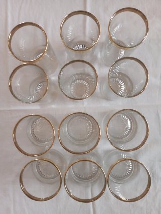 6 Vasos Whisky y 6 Vasos Tubo Dorados