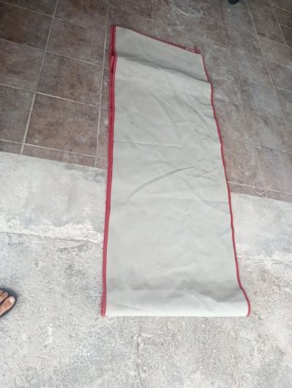 Alfombra larga para pasillo roja y gris larga 380