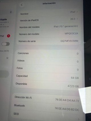 iPad 10ª Gen 64GB