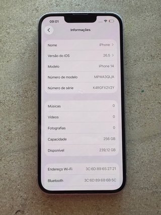 iPhone 14 256GB Roxo Impecável, Bateria a 80%
