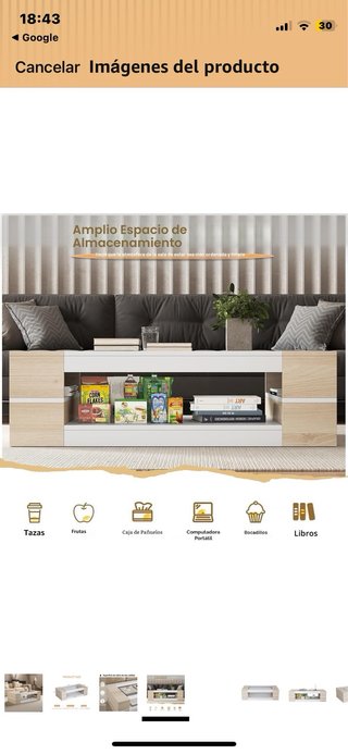 Mesa centro madera marrón y blanca