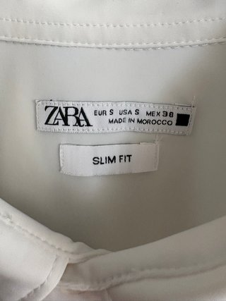 Camisa Zara Slim Fit Blanca Manga Larga