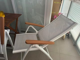 Conjunto terraza madera y tela