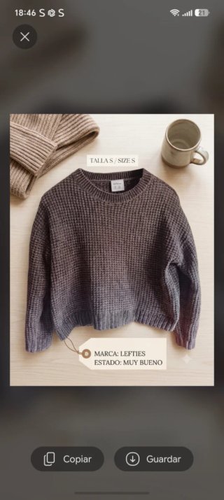 Jersey Lefties Mujer Talla S Gris/Marrón