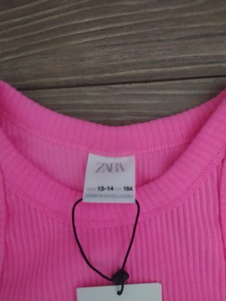 Top Zara Rosa Neón Talla L