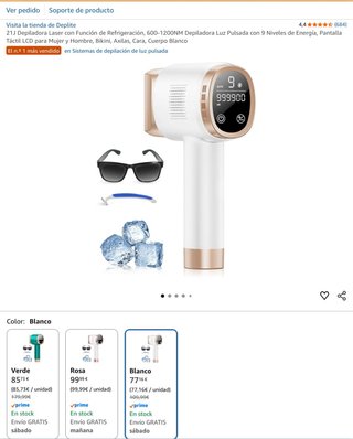 Depiladora Láser IPL Blanca y Dorada