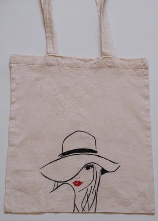 Bolsa de algodón con dibujo de mujer