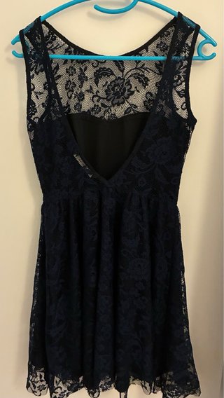 Vestido Zara encaje azul marino