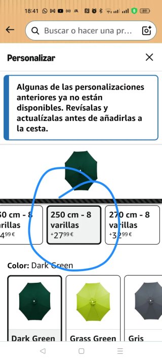 Toldo repuesto sombrilla 2.5m