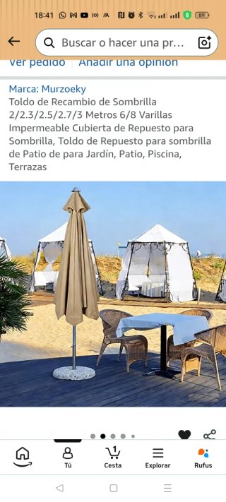 Toldo repuesto sombrilla 2.5m