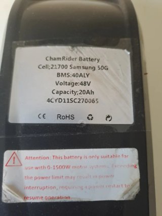 Batería E-bike ChamRider 48V 20Ah