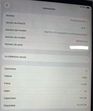 iPad Pro 12.9 4ª Gen 256GB WiFi + Lápiz 2