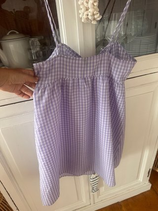 Vestido Vichy Morado y Blanco Tirntes regulables