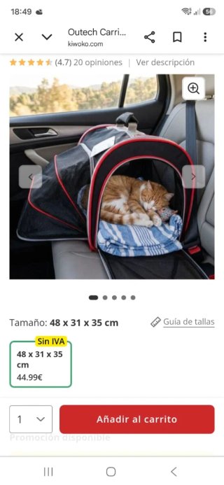 Transportín tela perros/gatos outech