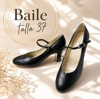 Zapatos de Baile Piel Negros Talla 37.Nuevos