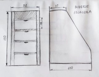 Cómoda Escalera Marrón y Blanca