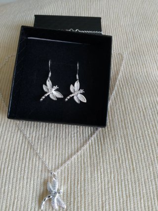 Conjunto Plata 925: Collar y Pendientes Libélula