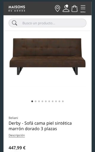 Sofá Cama Marrón Piel Sintética