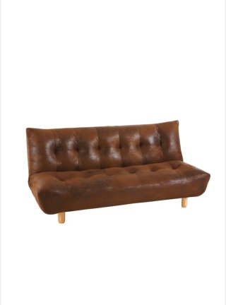 Sofá Cama Marrón Piel Sintética