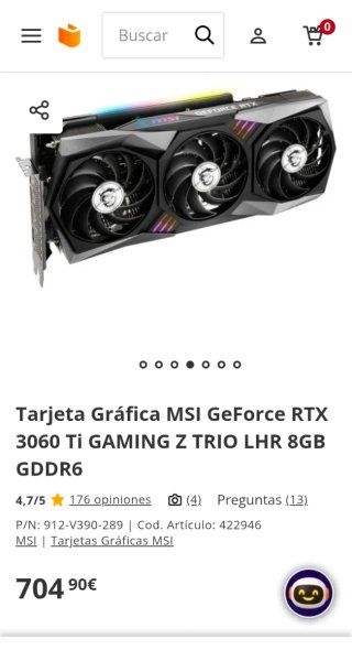 Gráfica RTX 3060 Ti MSI Gaming Z Trio