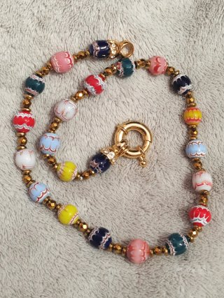 Collar Murano Antiguo con Hematite cierre baño oro