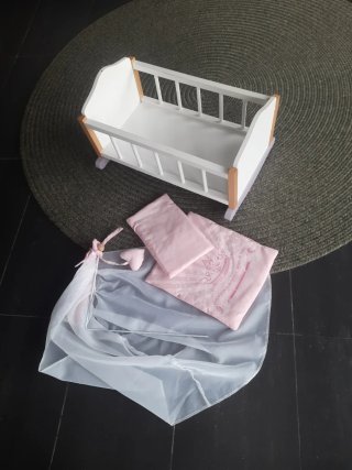Cuna balancín de madera para muñecas